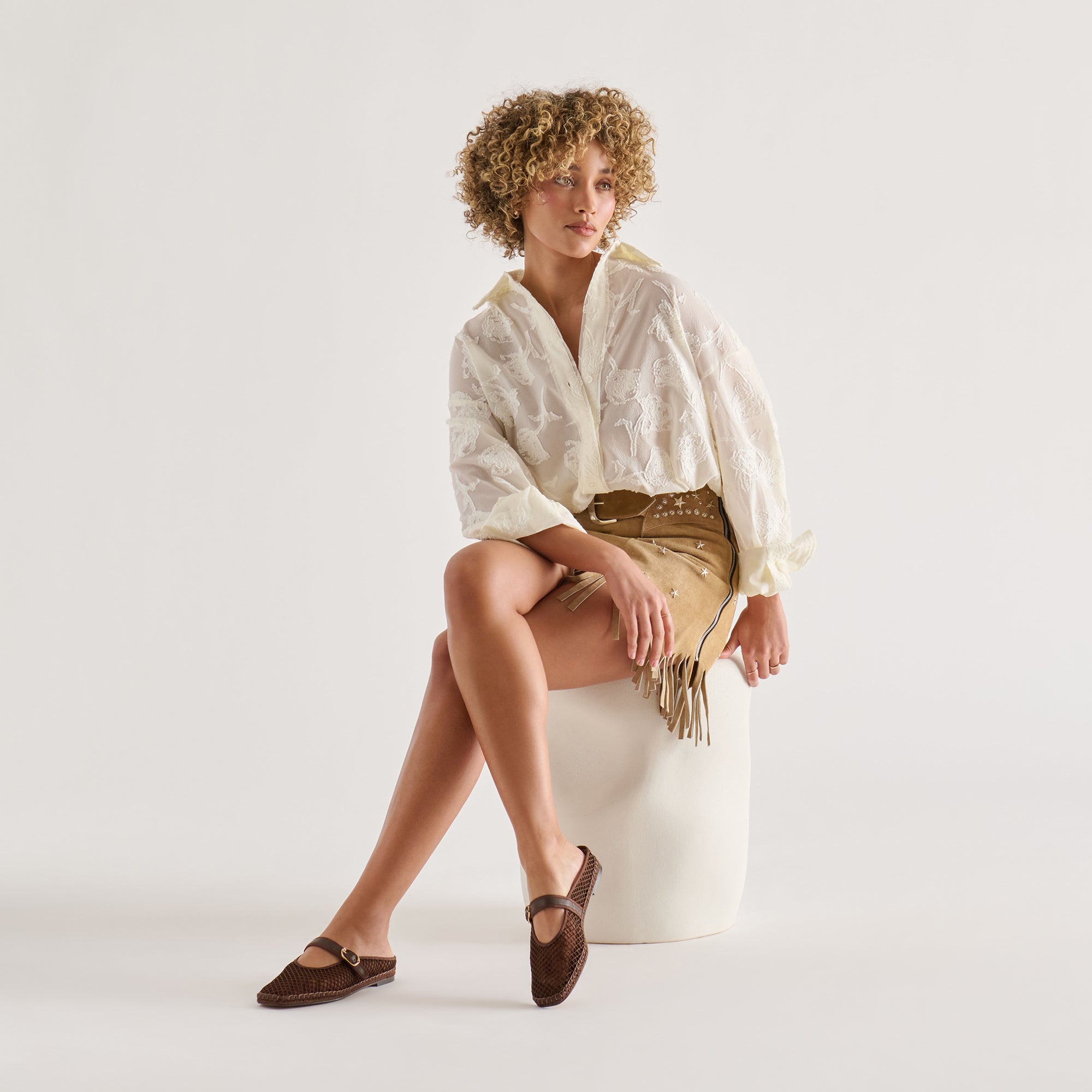 MILIE FLATS CHOCOLATE WOVEN MESH - view 4