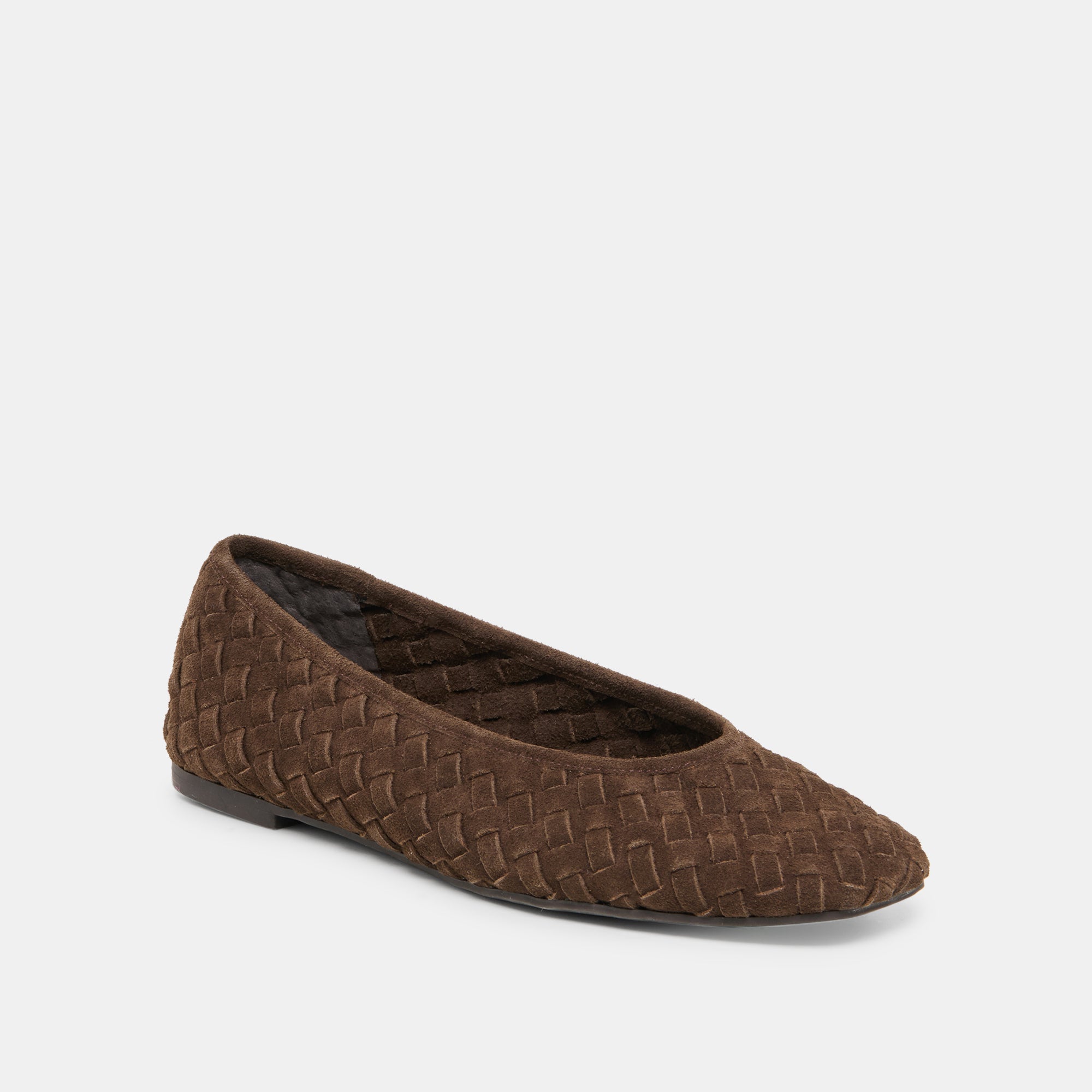 MYCAH BALLET FLATS DK BROWN WOVEN SUEDE - view 2