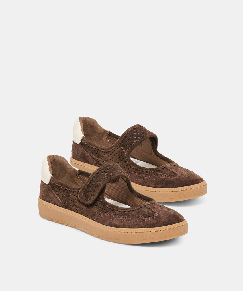 NANET SNEAKERS DK BROWN PERFORATED SUEDE
