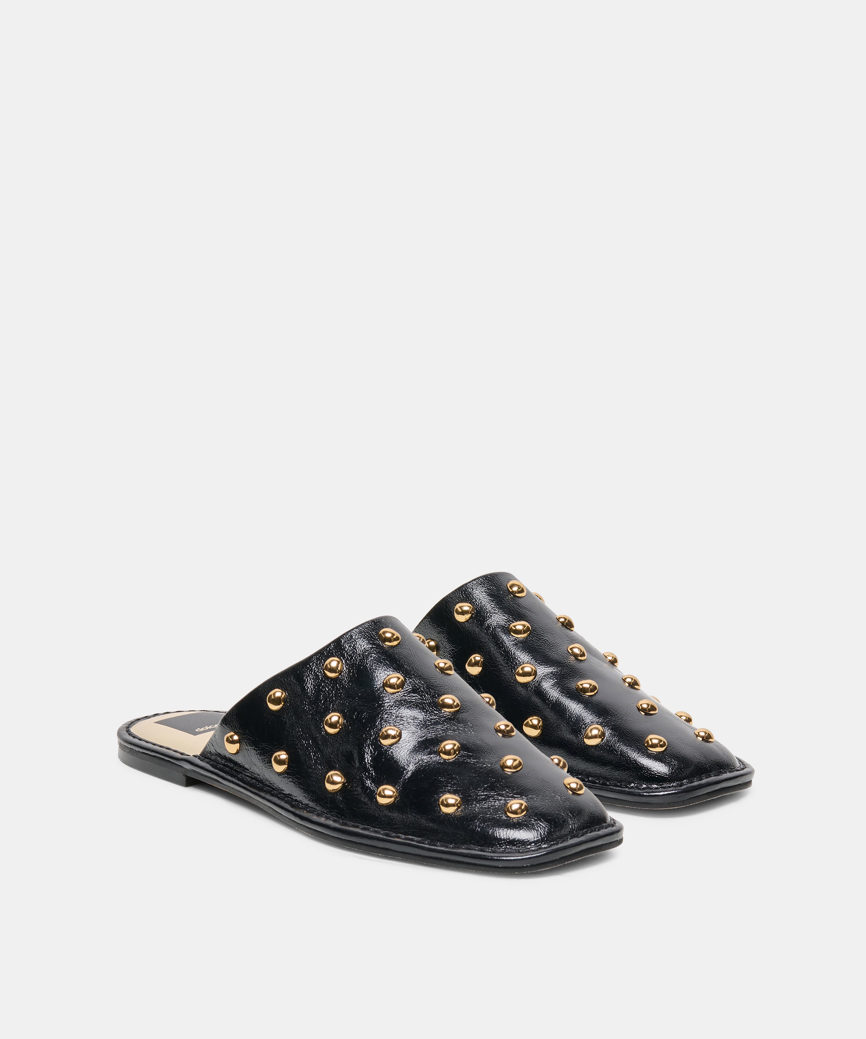 PHIRA STUD FLATS BLACK LEATHER - view 2