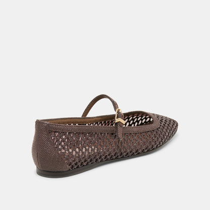 REYES BALLET FLATS CHOCOLATE WOVEN RAFFIA