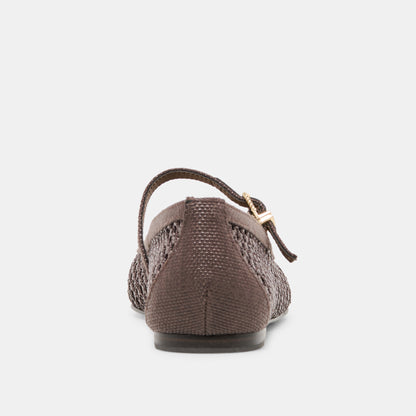 REYES BALLET FLATS CHOCOLATE WOVEN RAFFIA