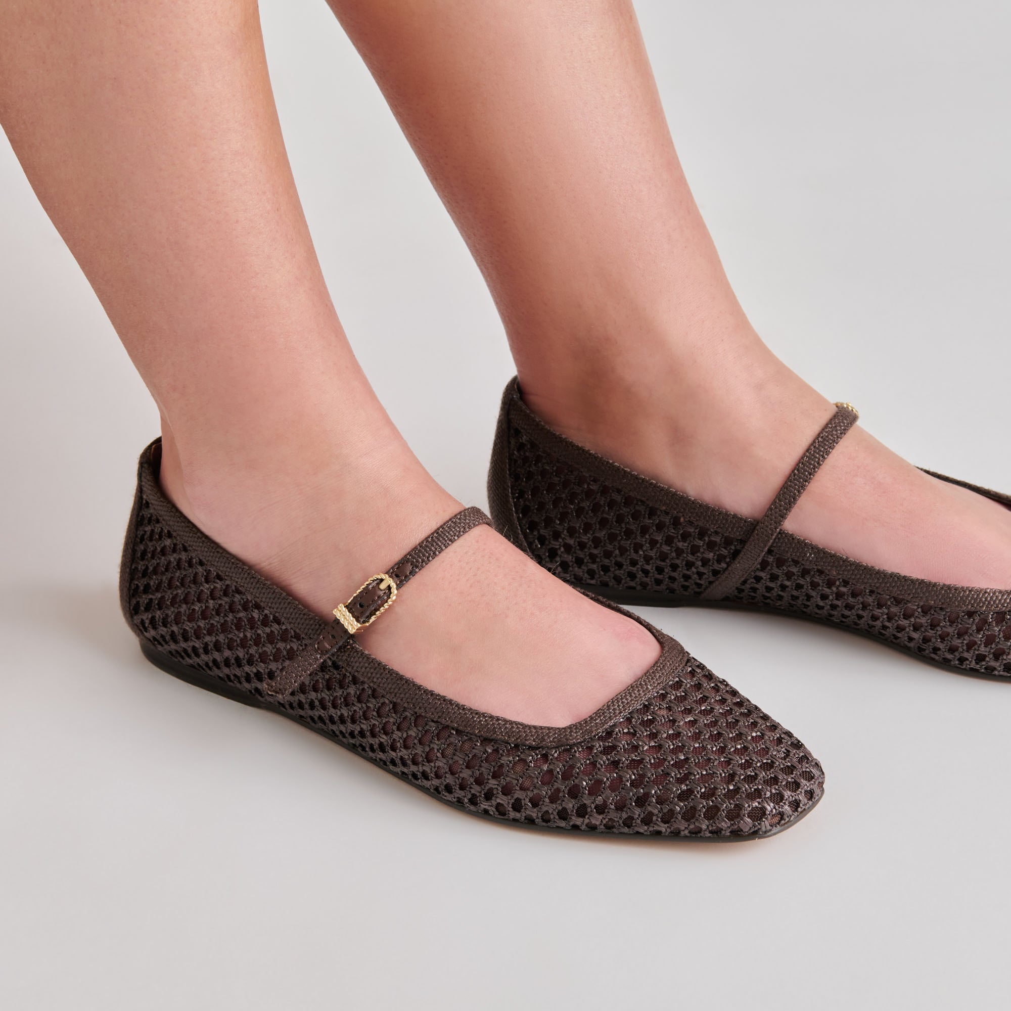 REYES BALLET FLATS CHOCOLATE WOVEN RAFFIA
