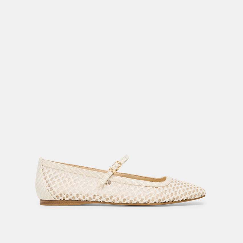 REYES BALLET FLATS WHITE WOVEN RAFFIA