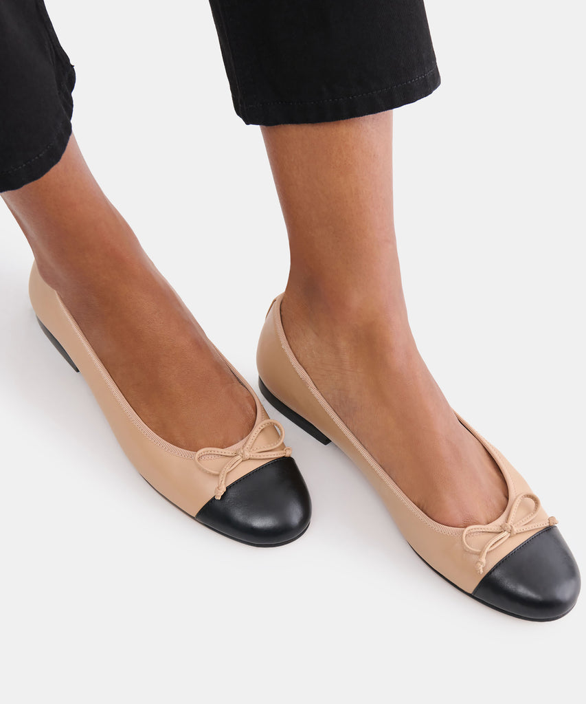 RITLA CAPTOE BALLET FLATS LT TAN LEATHER