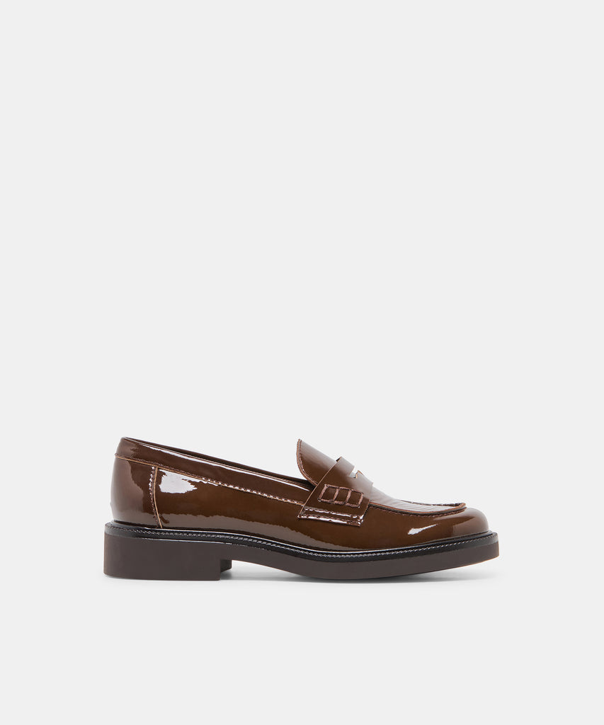 TIGGY Walnut Crinkle Patent Loafers | Dolce Vita