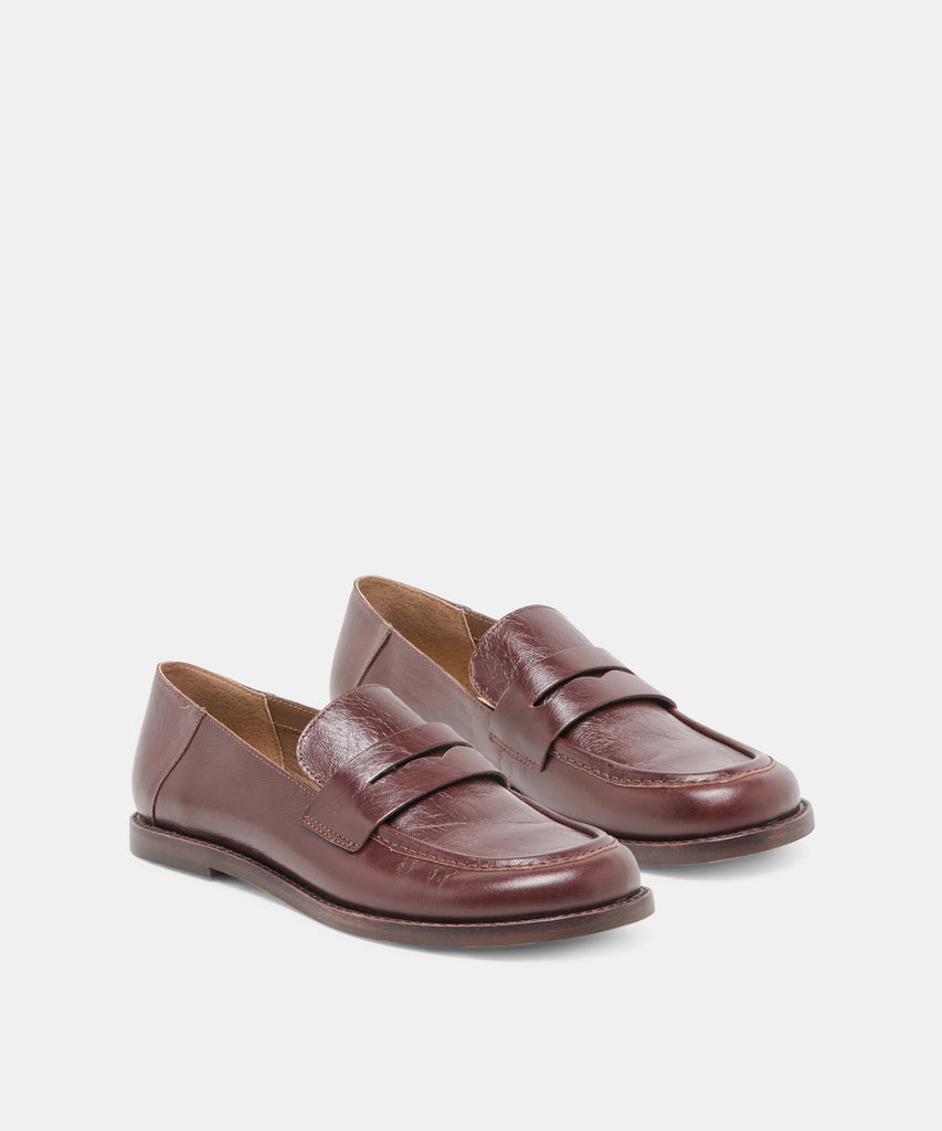 YASMYN LOAFERS COFFEE CRINKLE PATENT