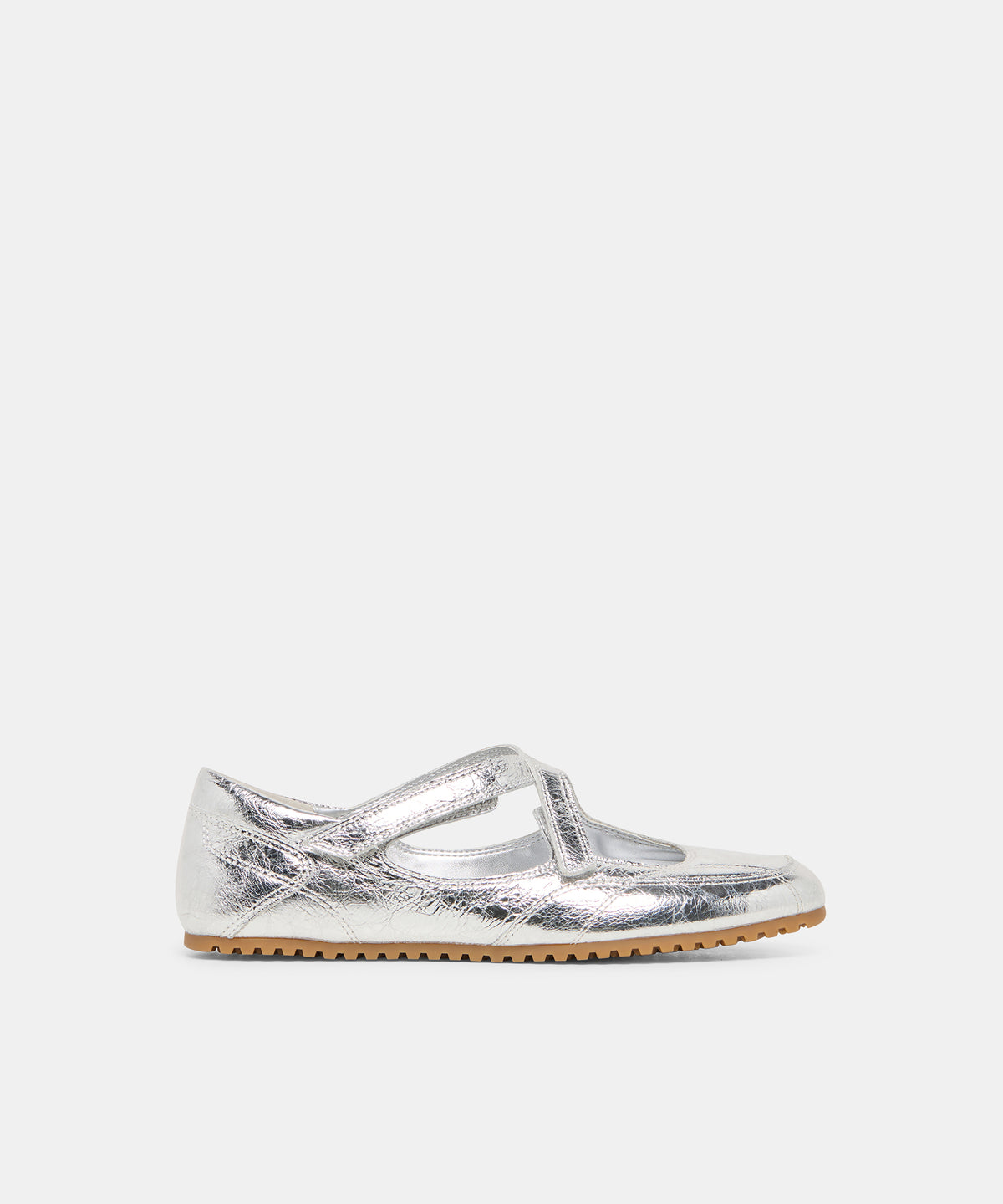 YONO Silver Distressed Leather Ballet Sneaker Flats | Dolce Vita