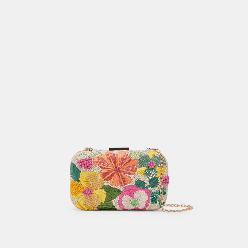 DAISY CLUTCH MULTI WOVEN RAFFIA
