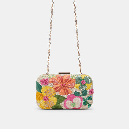 DAISY CLUTCH MULTI WOVEN RAFFIA