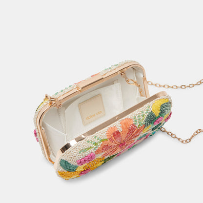DAISY CLUTCH MULTI WOVEN RAFFIA