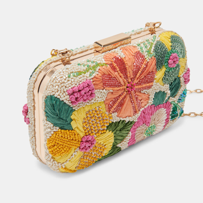 DAISY CLUTCH MULTI WOVEN RAFFIA