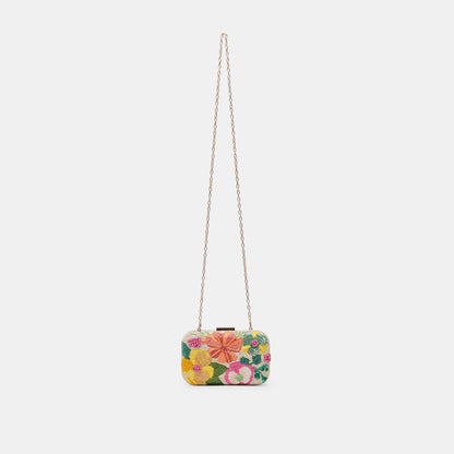 DAISY CLUTCH MULTI WOVEN RAFFIA