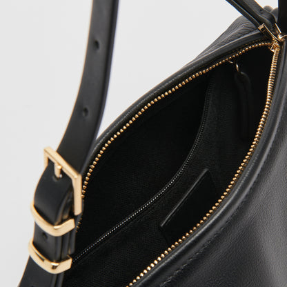 LIVI SHOULDER BAG BLACK LEATHER