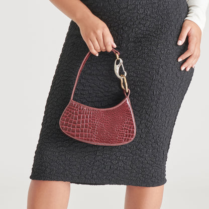 SILVIE SHOULDER BAG WINE CROCO STELLA