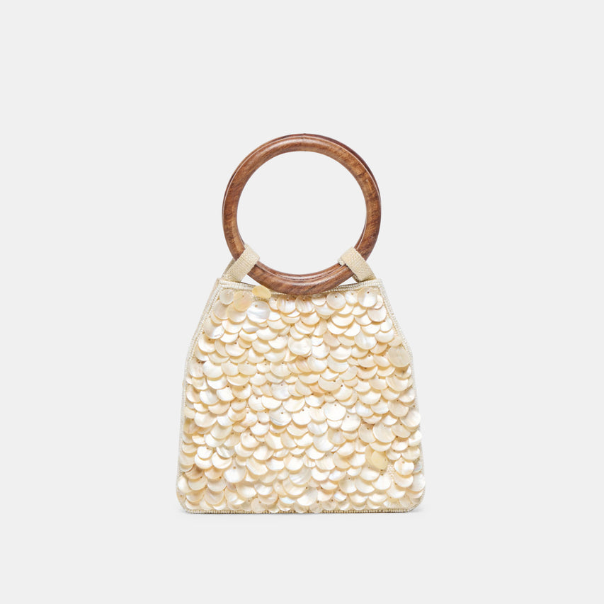 ALLEGRA HANDBAG NATURAL SEQUIN