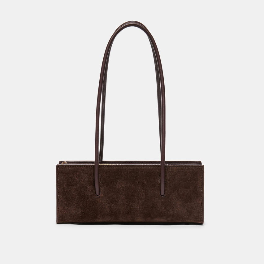 BESTIE Espresso Suede Top-Handle Small Handbag | Dolce Vita