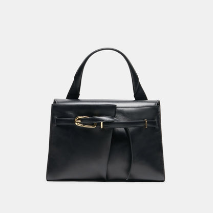 BORGO HANDBAG BLACK LEATHER