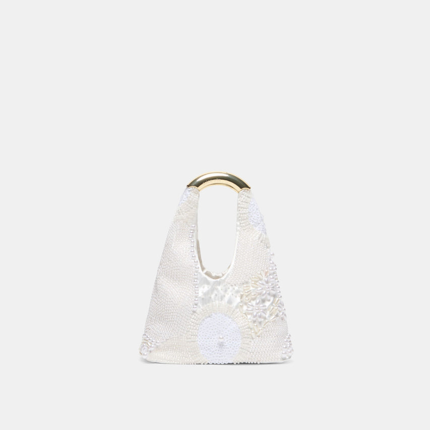 EVELISE MINI HANDBAG WHITE PEARL SATIN