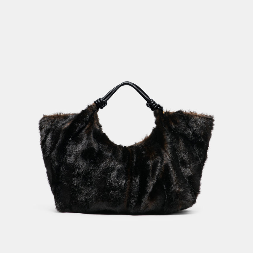 LILEE Espresso Faux Fur Tote Bag | Dolce Vita