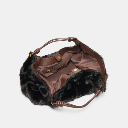LILEE TOTE ESPRESSO FAUX FUR