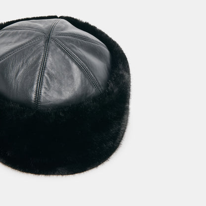 FAUX FUR CUFF HAT BLACK