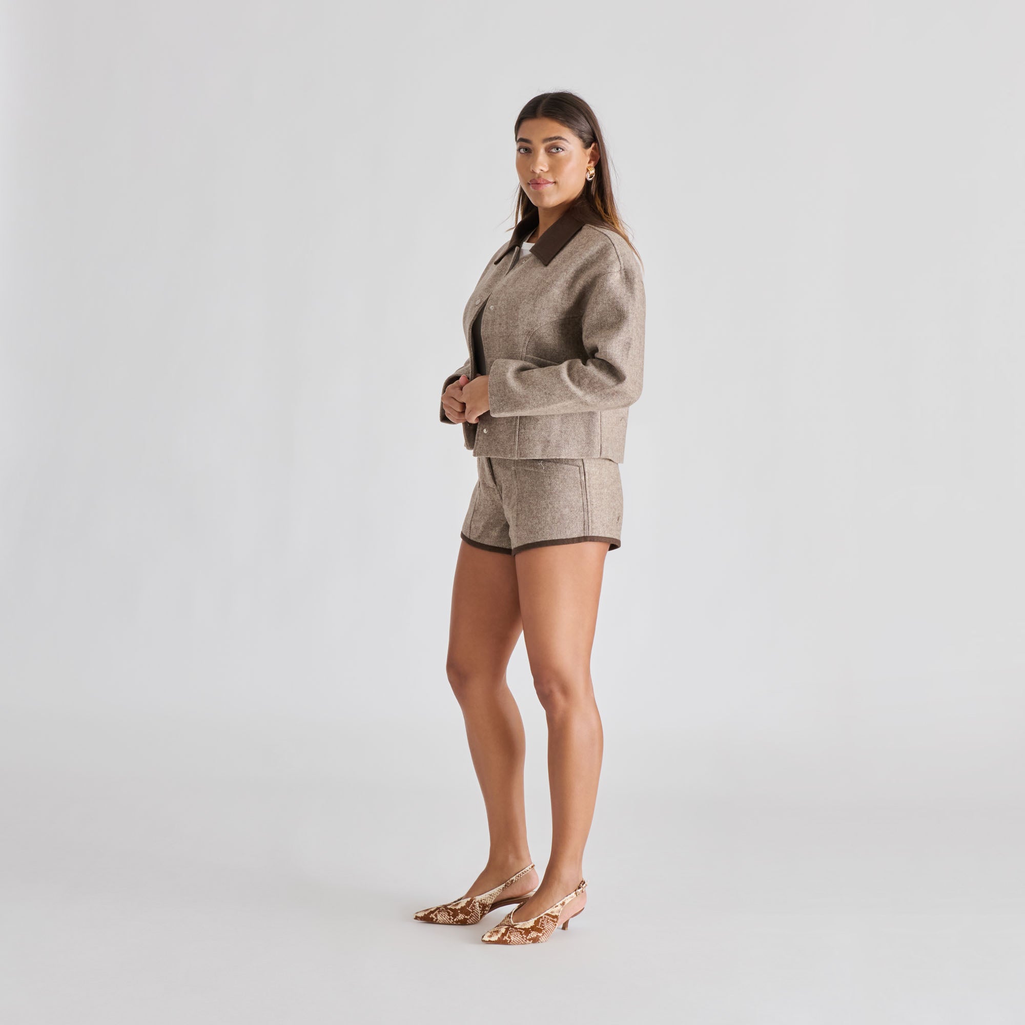 ALENNA HEELS BROWN SNAKE CALF HAIR