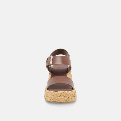 AURI WEDGES DK BROWN LEATHER