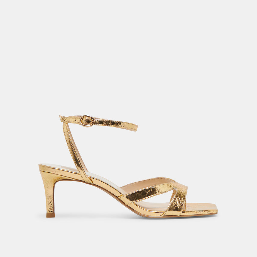 BECKI HEELS GOLD DISTRESSED LEATHER