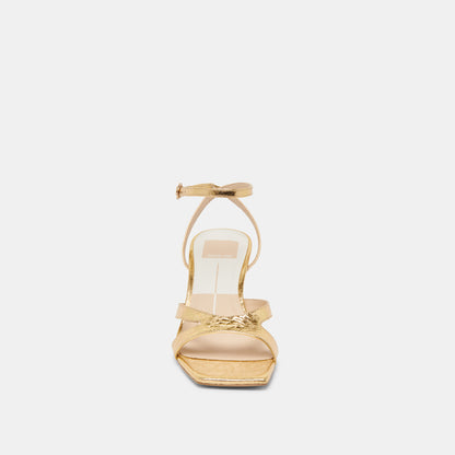 BECKI HEELS GOLD DISTRESSED LEATHER