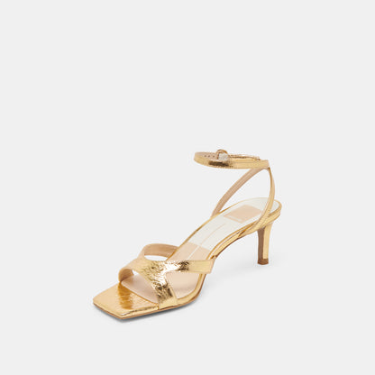 BECKI HEELS GOLD DISTRESSED LEATHER