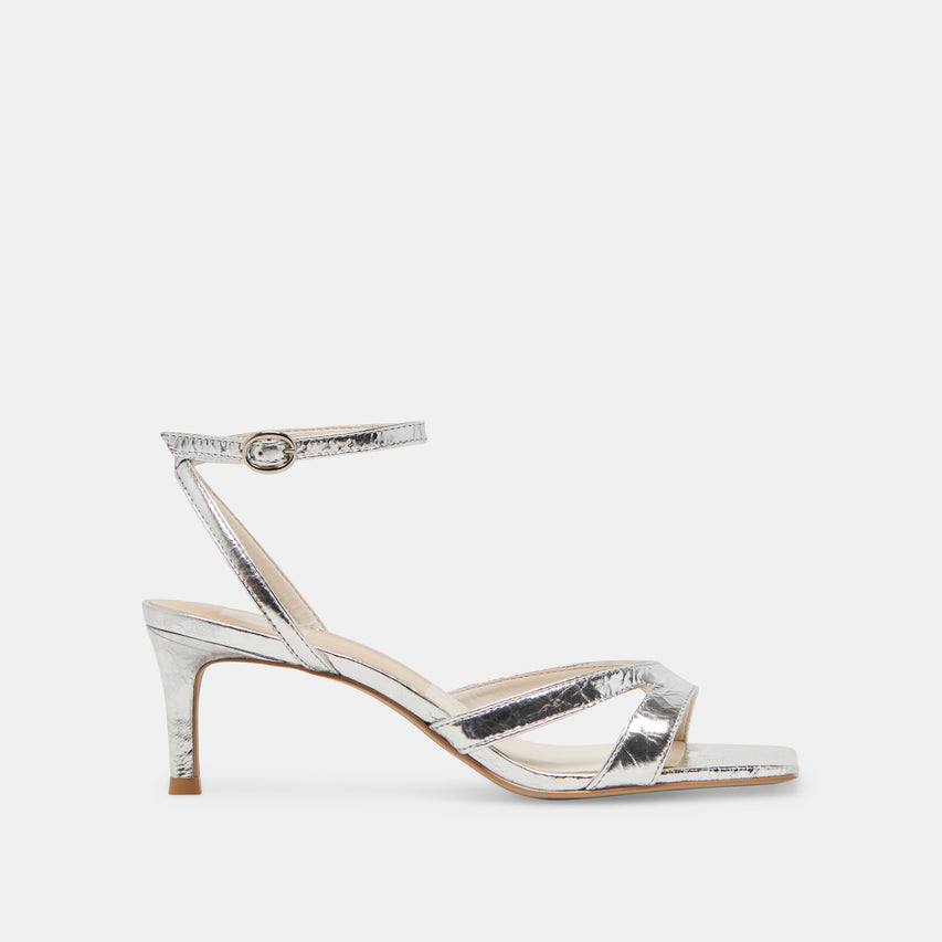 BECKI HEELS SILVER DISTRESSED LEATHER