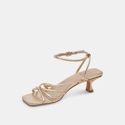 BEV HEELS GOLD METALLIC LEATHER