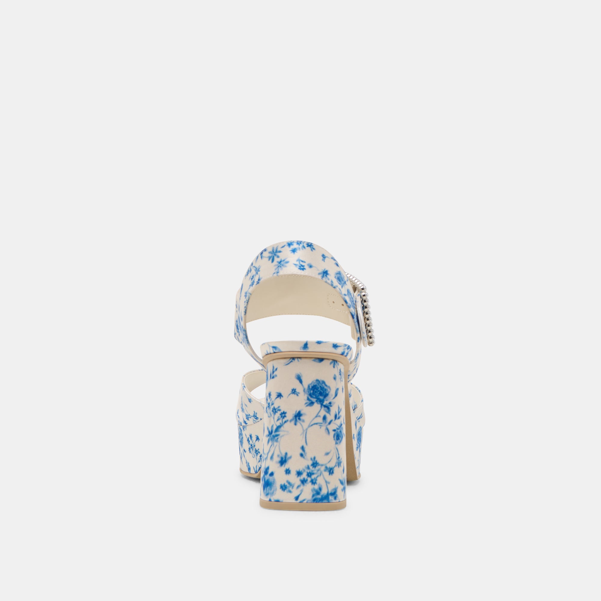 BOBBY PEARL HEELS BLUE FLORAL SATIN