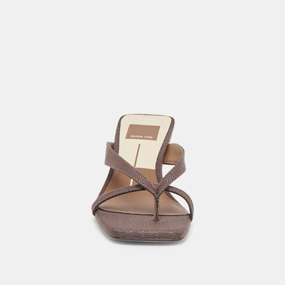 BREVEL HEELS CHOCOLATE RAFFIA