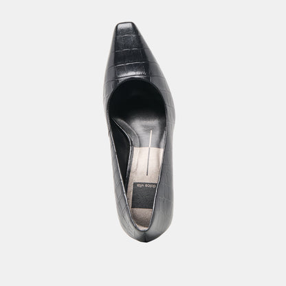 BRIONA HEELS NOIR CROCO EMBOSSED LEATHER