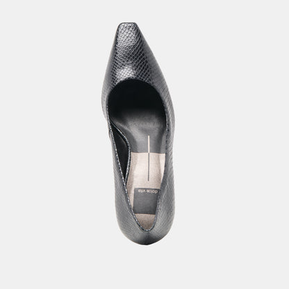 BRIONA HEELS ONYX EMBOSSED LEATHER