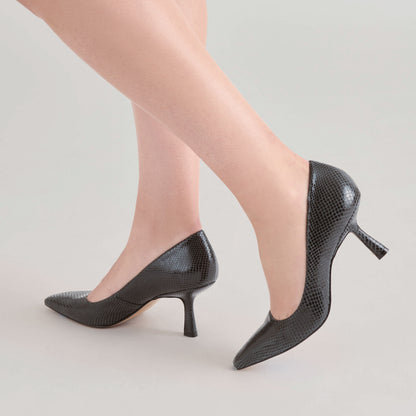BRIONA HEELS ONYX EMBOSSED LEATHER