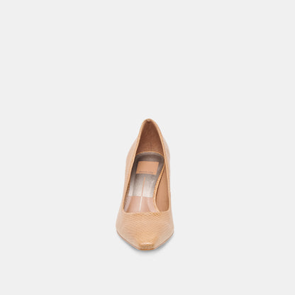 BRIONA HEELS WHISKEY EMBOSSED LEATHER
