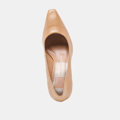 BRIONA HEELS WHISKEY EMBOSSED LEATHER
