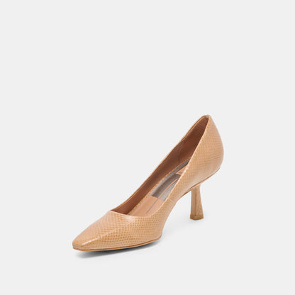 BRIONA HEELS WHISKEY EMBOSSED LEATHER