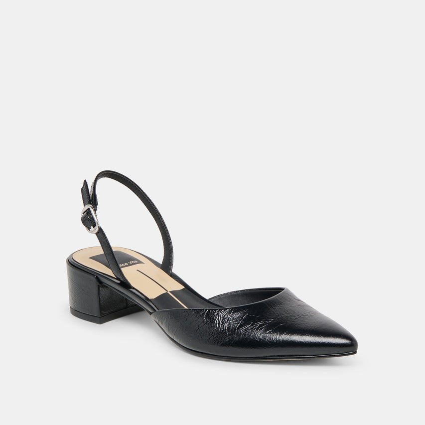 CAREL HEELS MIDNIGHT CRINKLE PATENT LEATHER