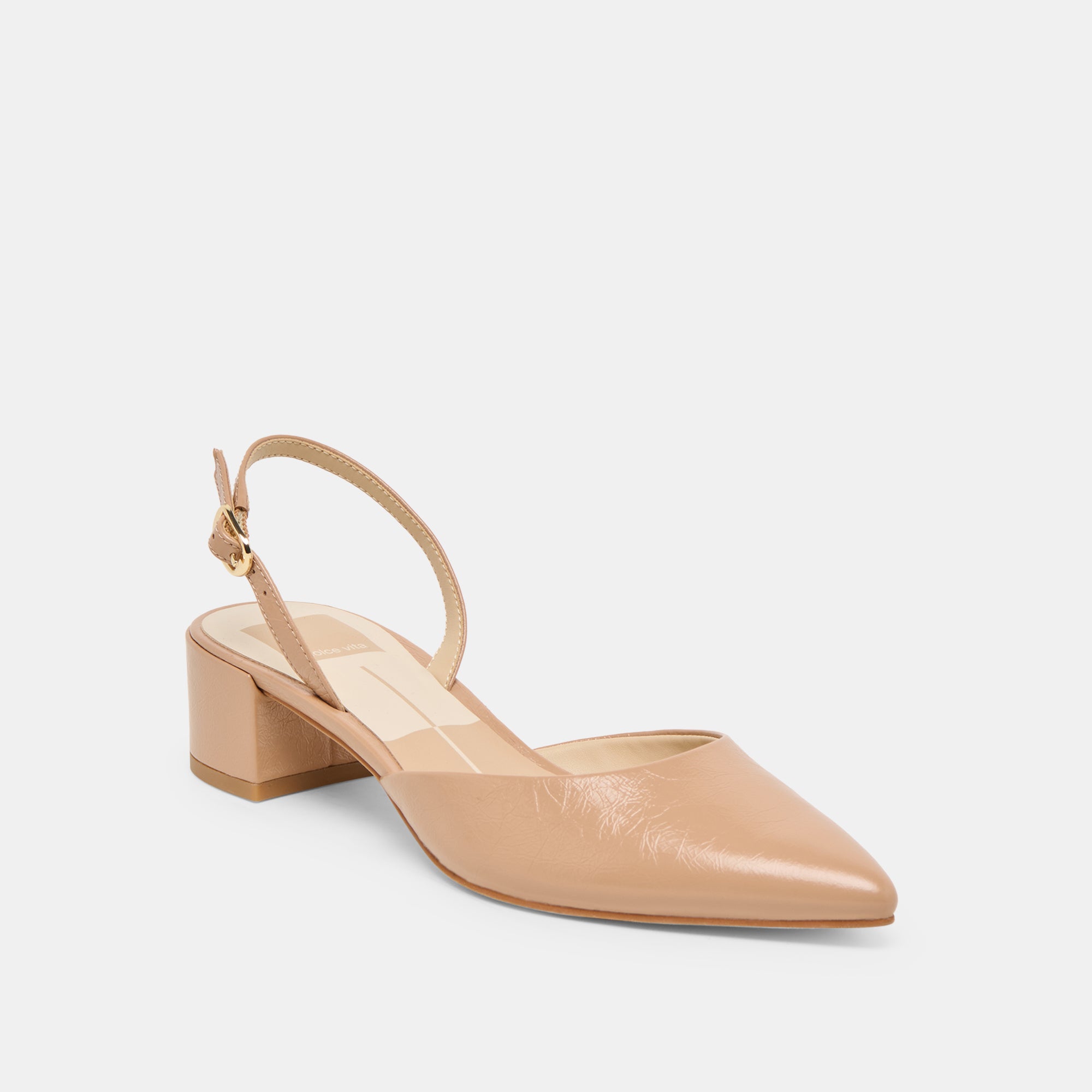 CAREL WIDE HEELS LT TAN CRINKLE PATENT LEATHER - view 2