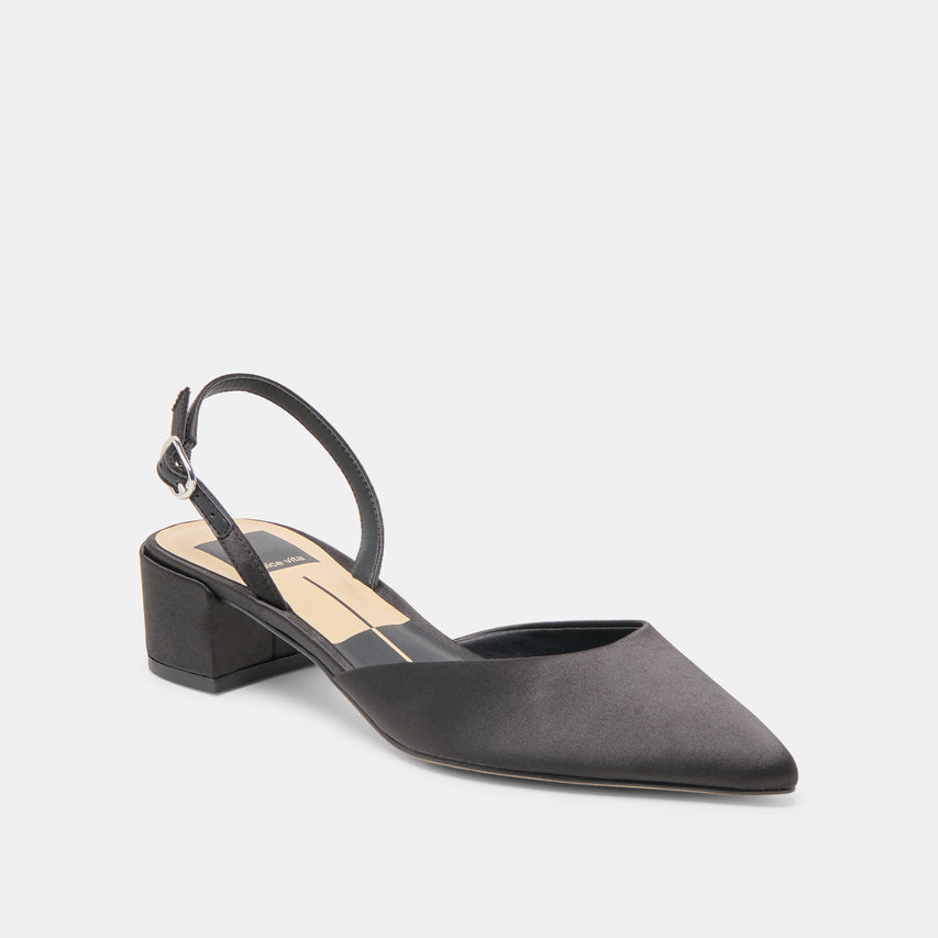 CAREL HEELS ONYX SATIN