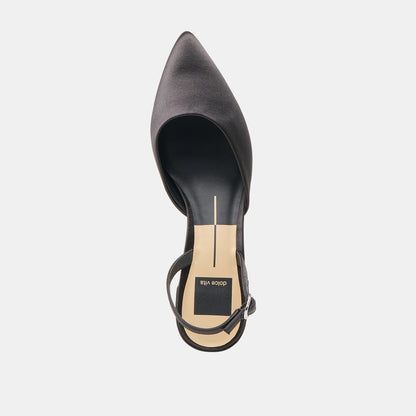 CAREL HEELS ONYX SATIN