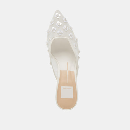 CLARA PEARL HEELS TRUE WHITE DAISY MESH