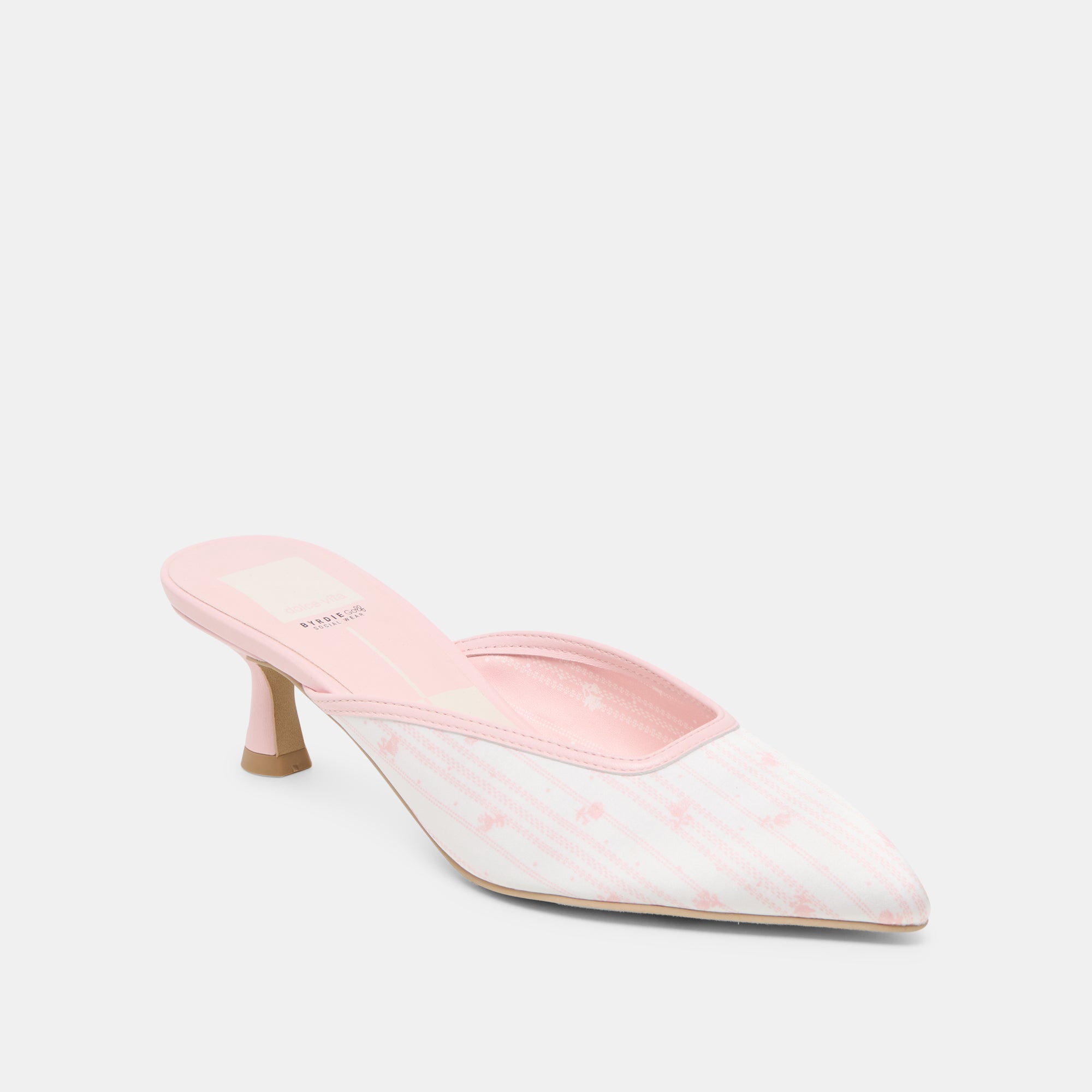 CLEO X BYRDIE GOLF WIDE HEELS PINK FLORAL SATIN - view 2