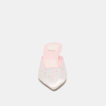 CLEO X BYRDIE GOLF WIDE HEELS PINK FLORAL SATIN