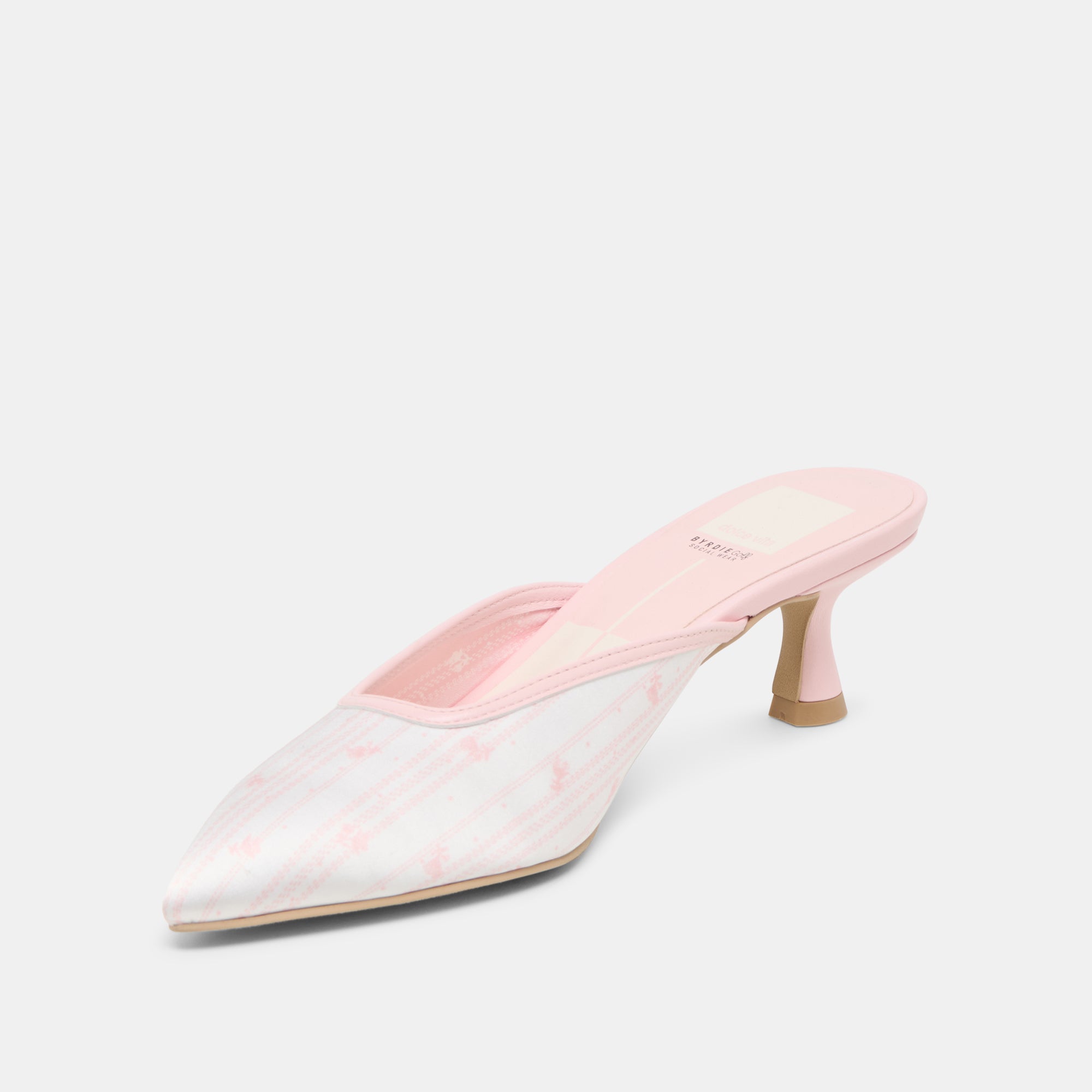 CLEO X BYRDIE GOLF WIDE HEELS PINK FLORAL SATIN - view 4