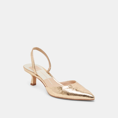 CORSA HEELS GOLD DISTRESSED LEATHER